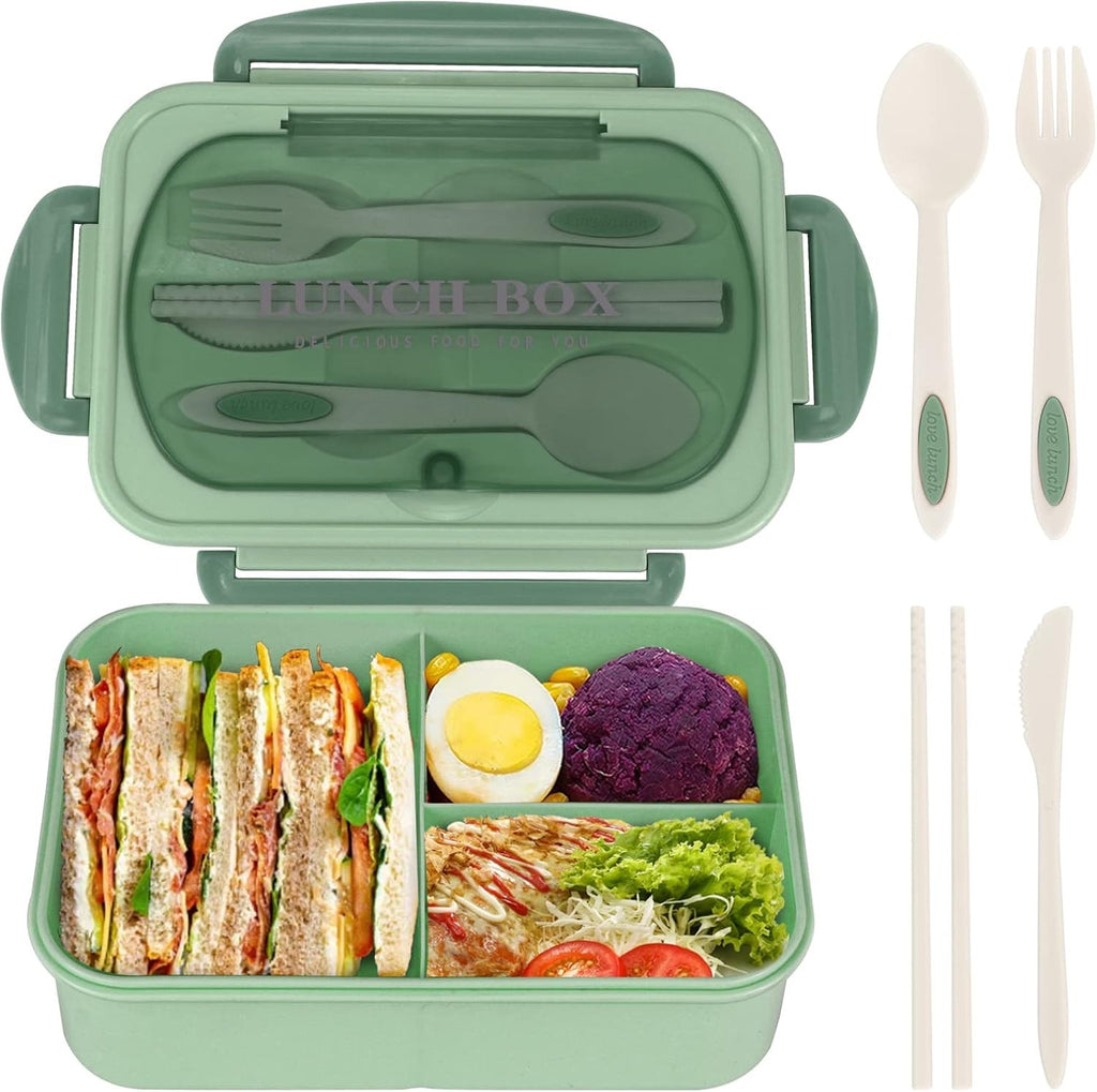 1 Set Divided Grid Lunch Box - Portable Insulated Food Container with Lid