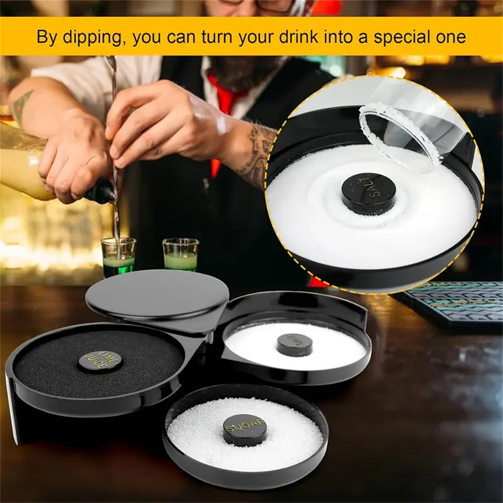 2pcs 3-Tier Cocktail Glass Rimmer | Bar Salt Sugar Seasoning Box for Bartender