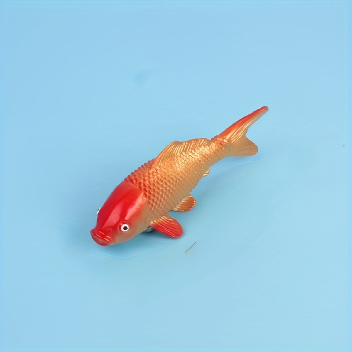 Gold koi model on blue