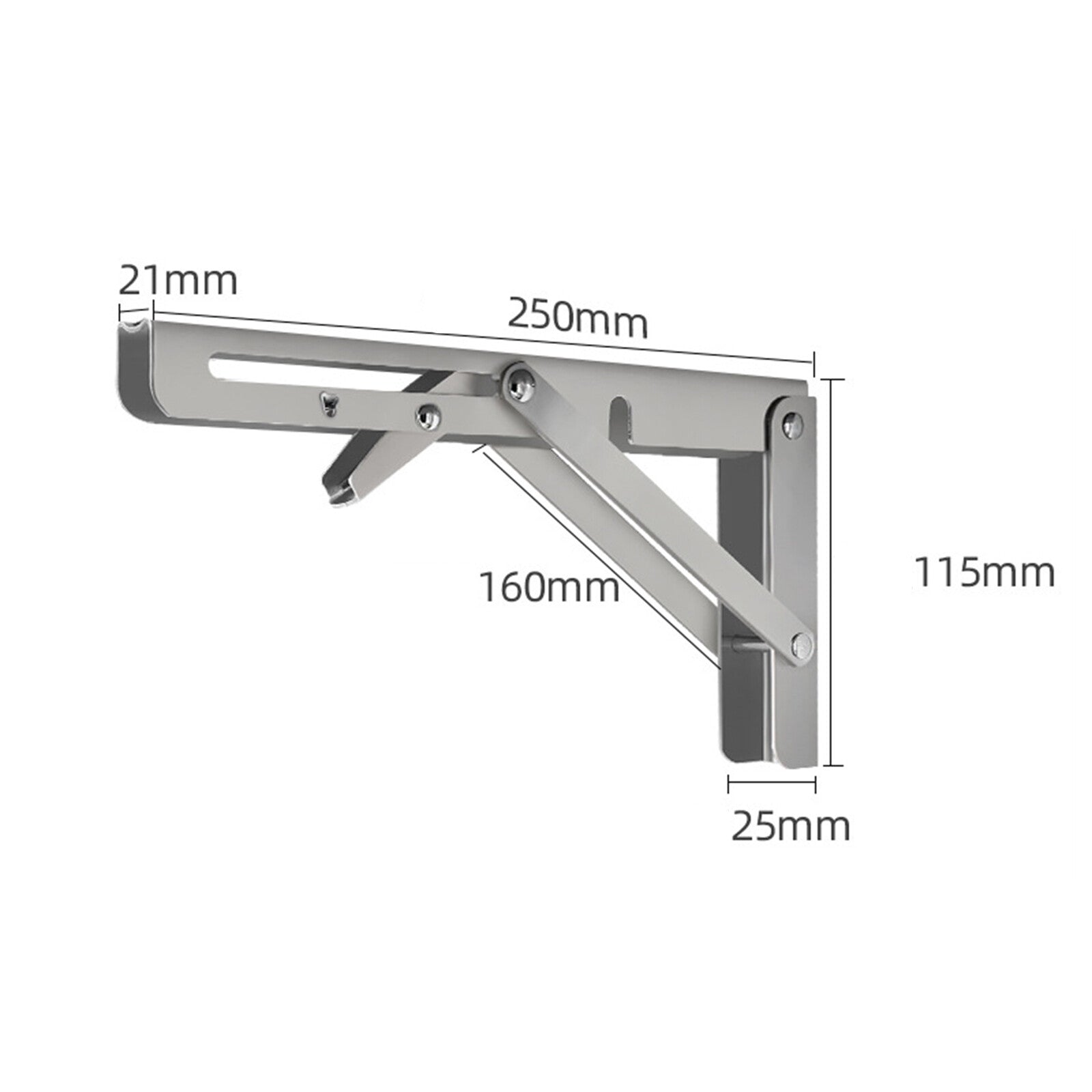2 Pack Stainless Steel Folding Shelf Brackets – Heavy Duty Wall Mount Table and Bench Support 250mm
