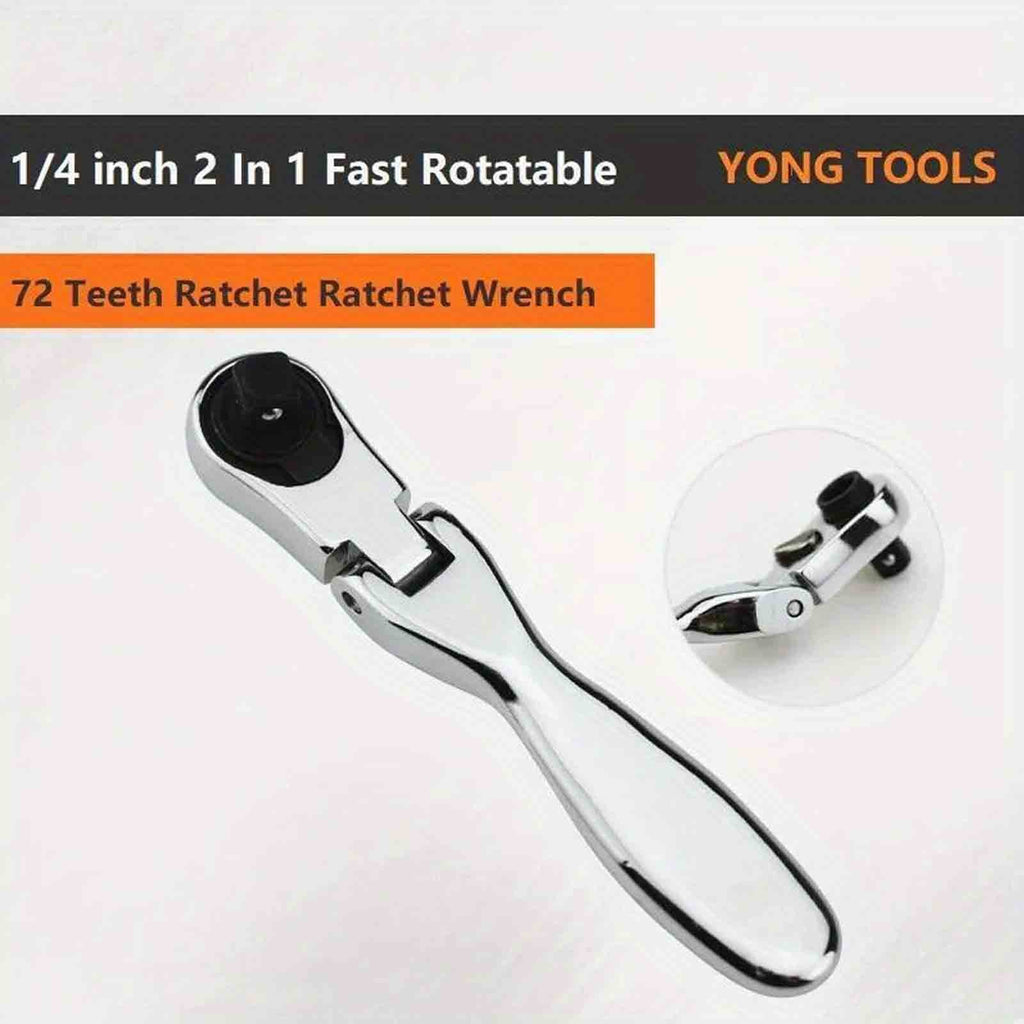 1/4 Inch 2 in 1 Mini Ratchet Wrench – 72 Tooth Dual End Quick Rotation Screwdriver Handle