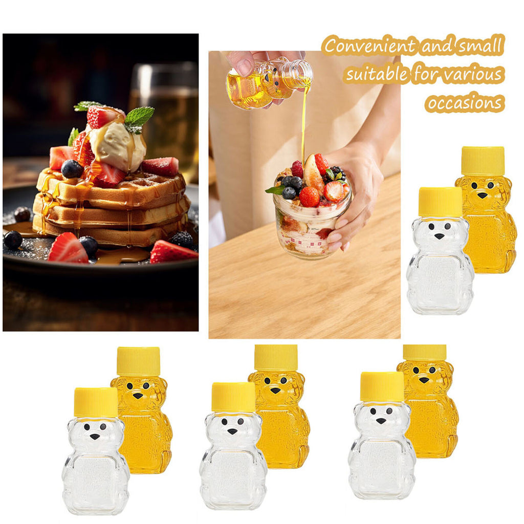 10PCS 60ml Plastic Empty Honey Bear Bottle Squeeze Bear Jar Storage Kit w/ Brush