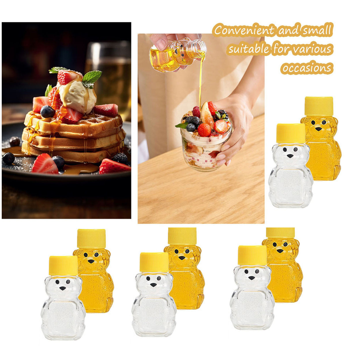 10PCS 60ml Plastic Empty Honey Bear Bottle Squeeze Bear Jar Storage Kit w/ Brush