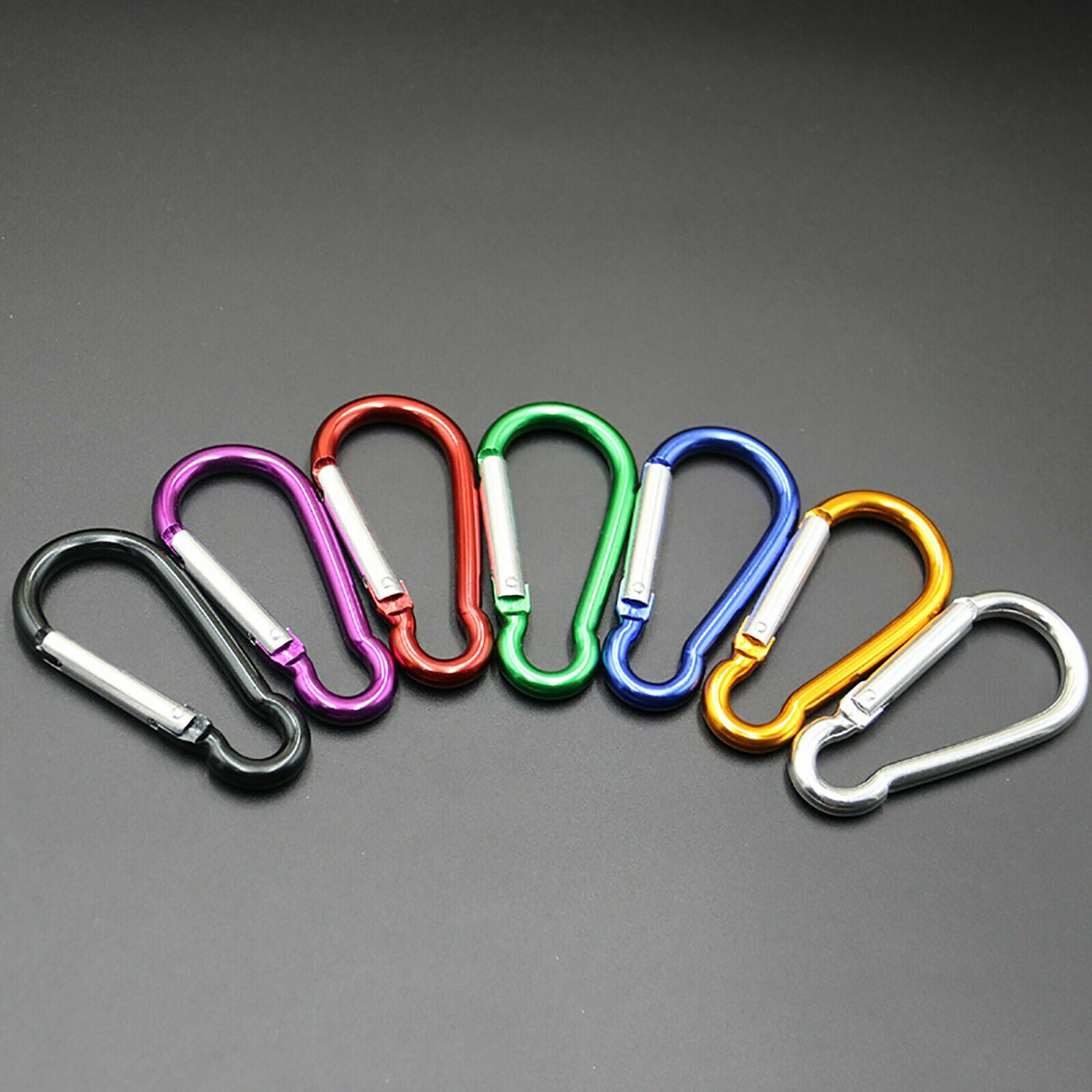 100PCS Aluminum Carabiner Clip D-Ring Snap Hook Keychain Camping Hiking Clips