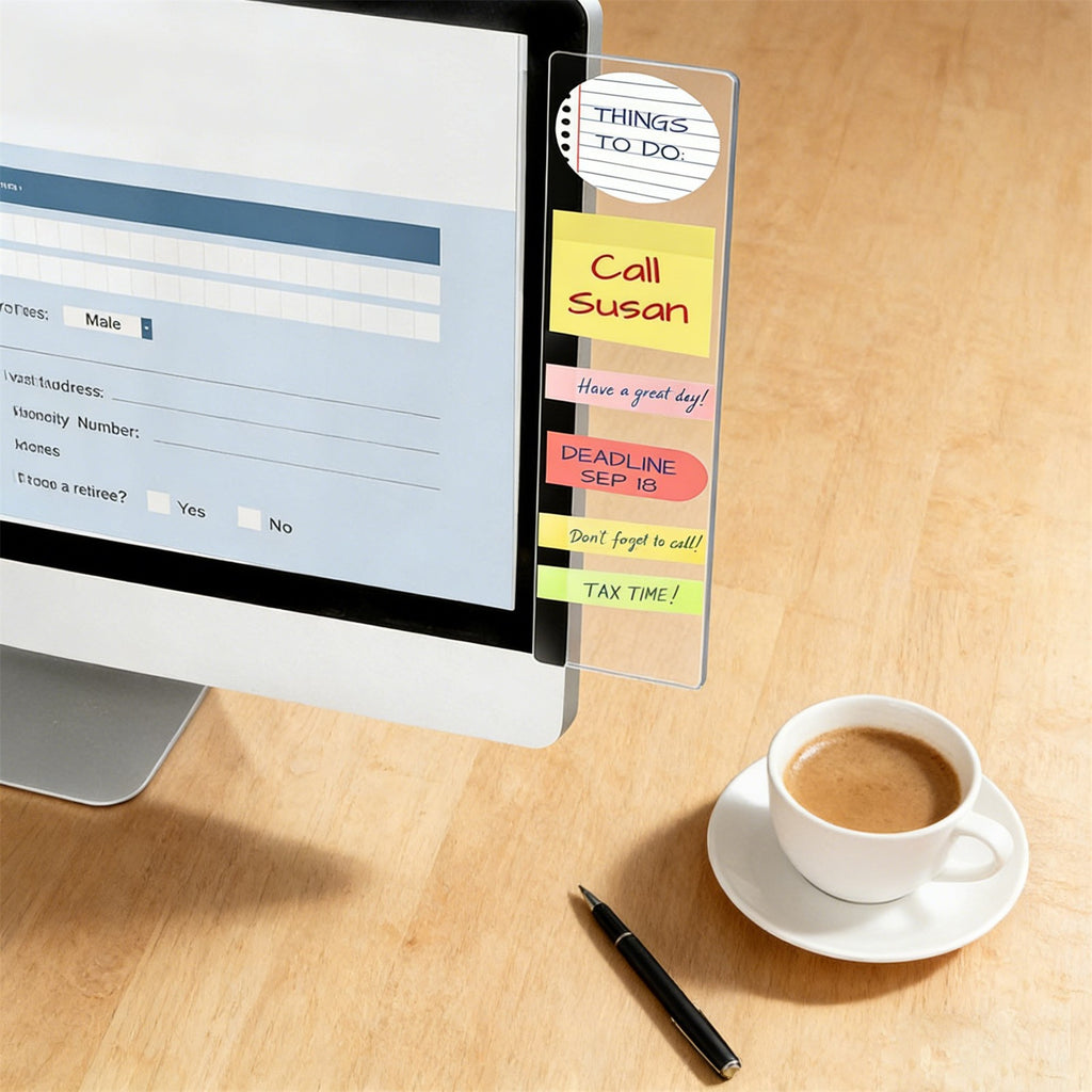 4pcs Acrylic Computer Monitor Right Side Memo Board, for Sticking Notes, Memos