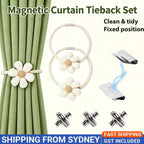 Magnetic flower curtain tieback in beige