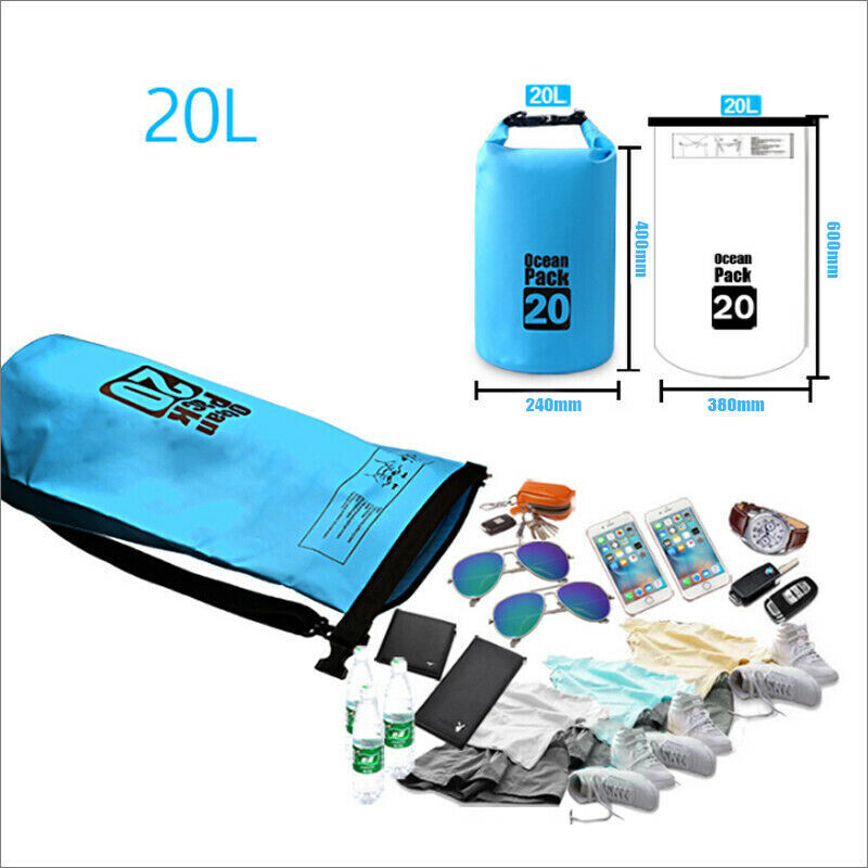Waterproof Dry Bag Sack | Roll Top Outdoor Bag for Fishing Camping Kayak Canoeing 2/5/10L