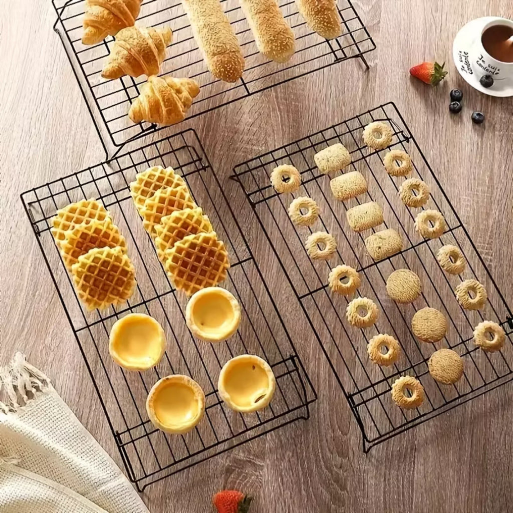 3-Tier Stackable Baking Cooling Rack Collapsible Iron Wire Rack for Baking