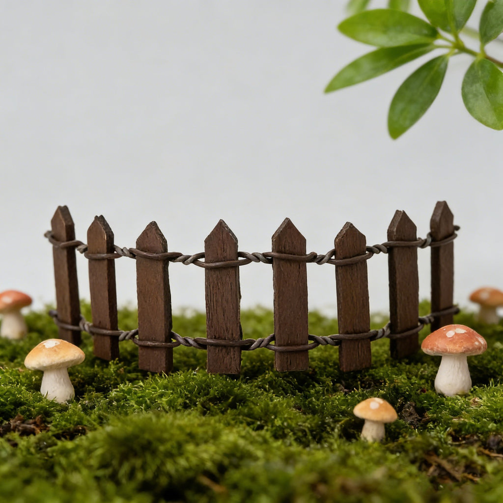 50PCS Mini Wooden Fence Fairy Garden Decor – Miniature Dollhouse Landscape Fence