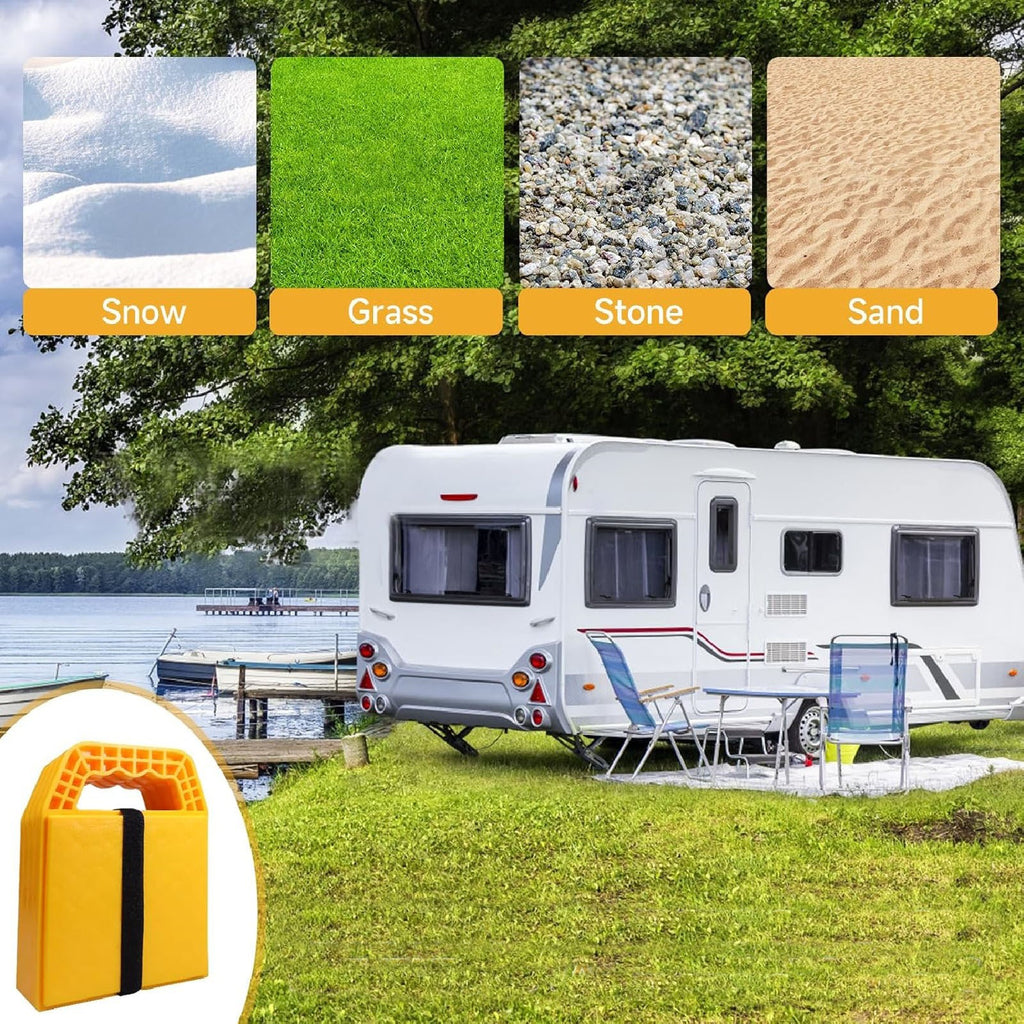 4PCS RV Stabilizer Jack Leg Pads - Caravan Awning Leg Support Level Pads Yellow