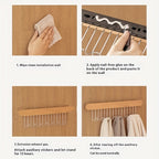 Premium Wood Style Wall Mounted Hanger Hook – Adhesive Kitchen Bathroom Cloth Hook