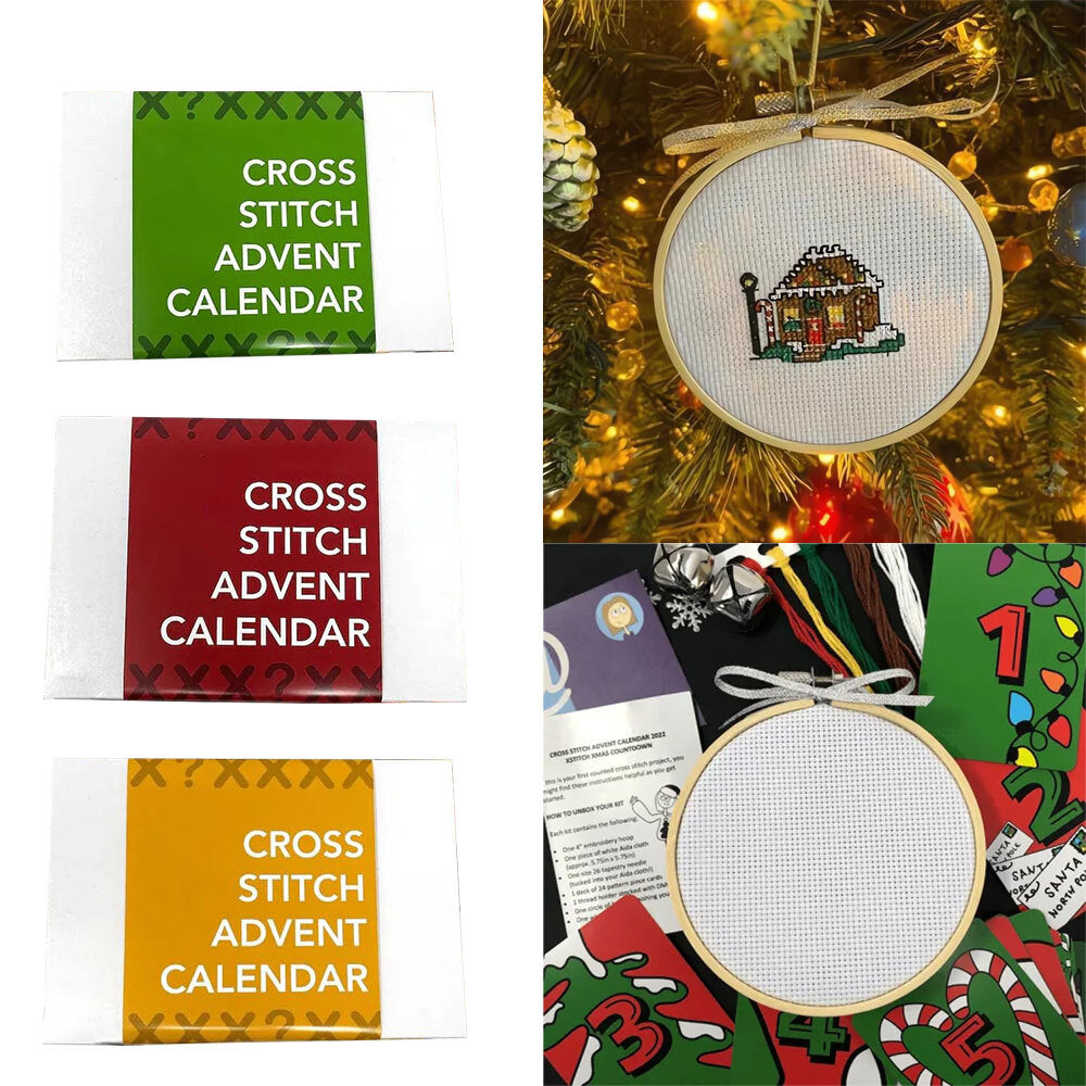 NEW for  - Cross Stitch Advent Calendar, Christmas Embroidery Kit HOD