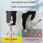 Foldable Seat Cane with Tripod Chair Portable Walking Stick Seat Outdoor Travel Mobility Aid