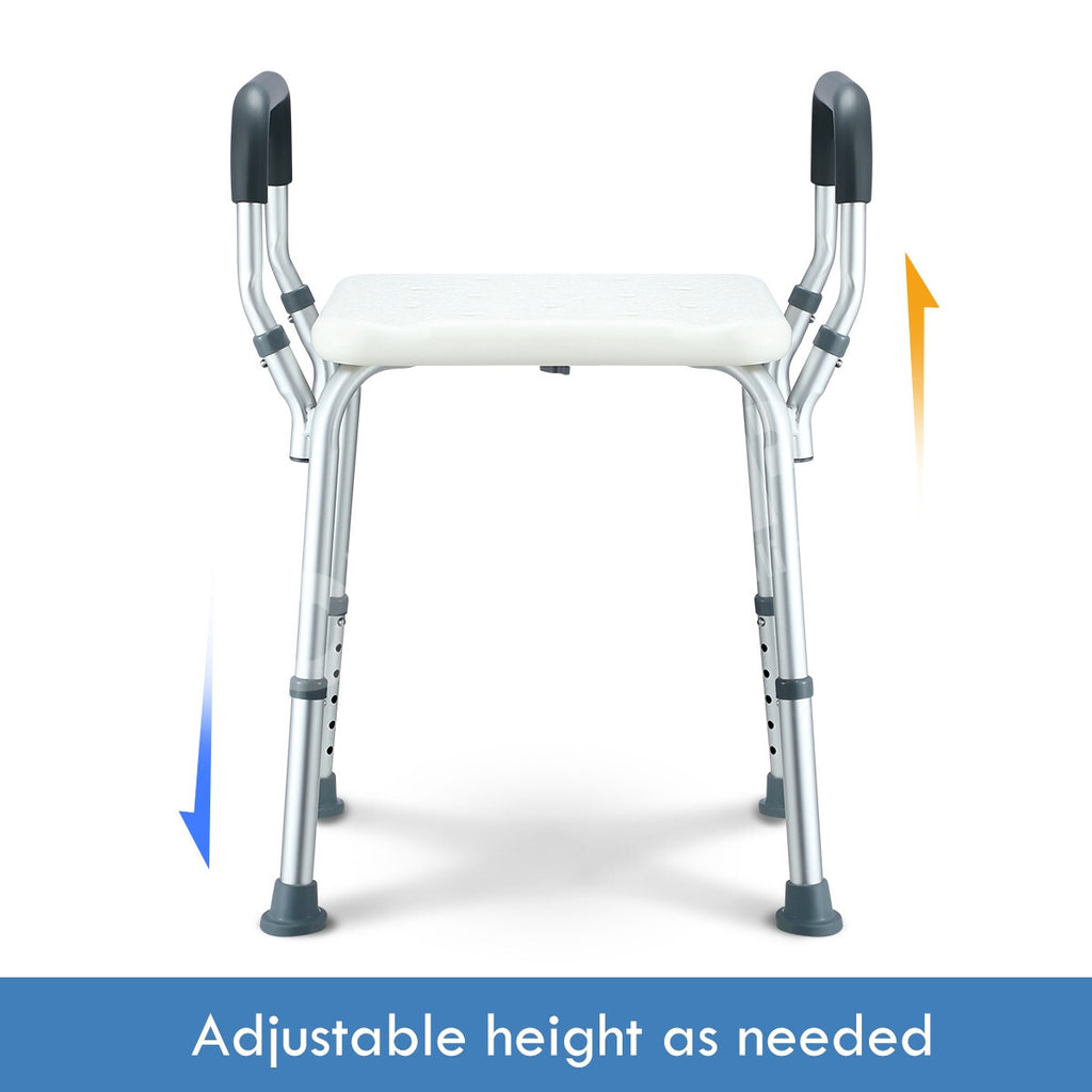 Adjustable Shower Chair Bath Seat with Armrests Heavy Duty Bathroom Safety Bench