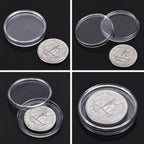 Coins in clear capsules