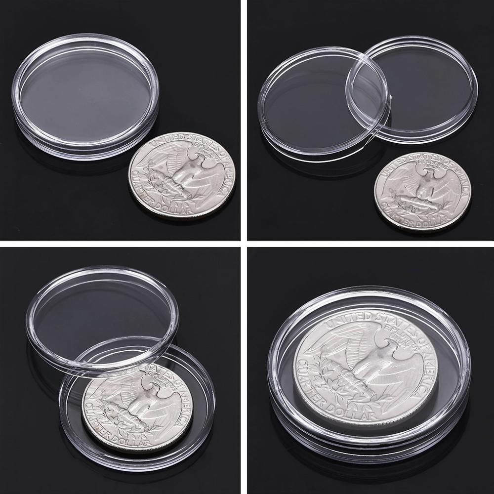 Coins in clear capsules