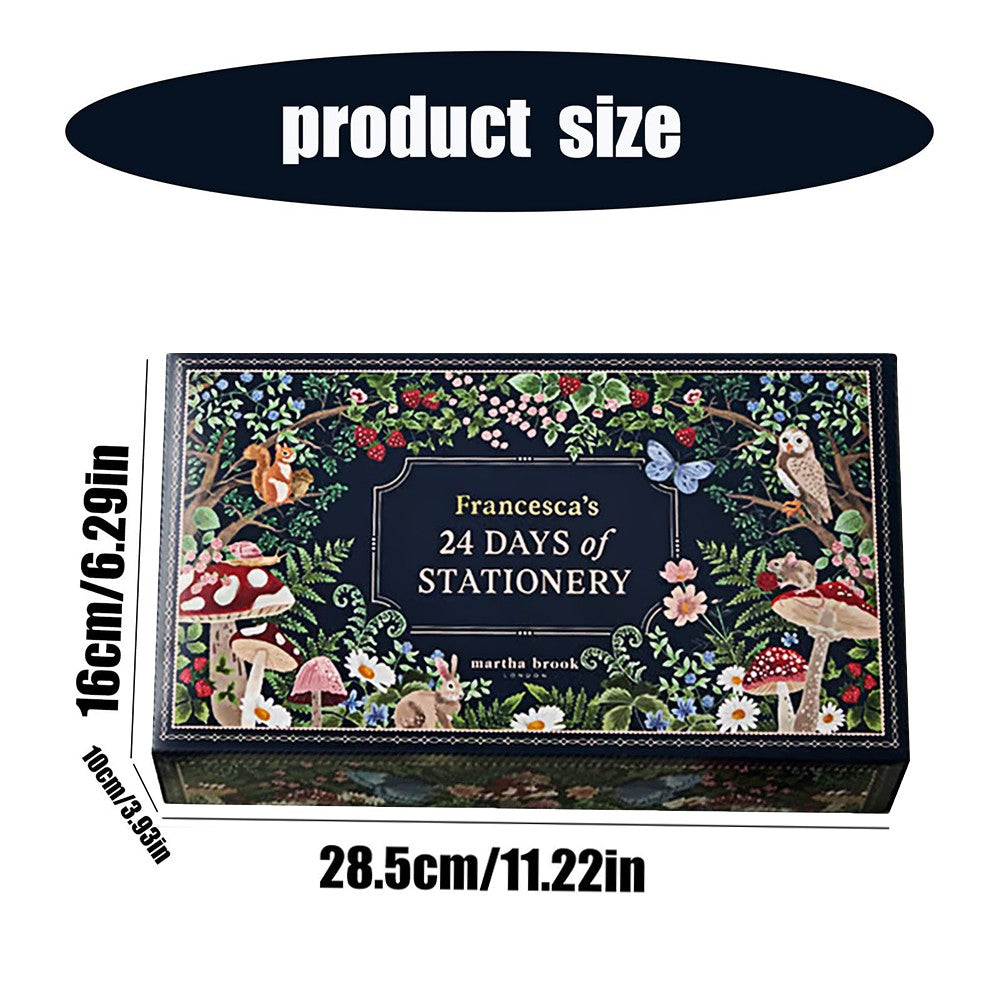 Stationery advent calendar box size 28.5 x 16 x 10 cm