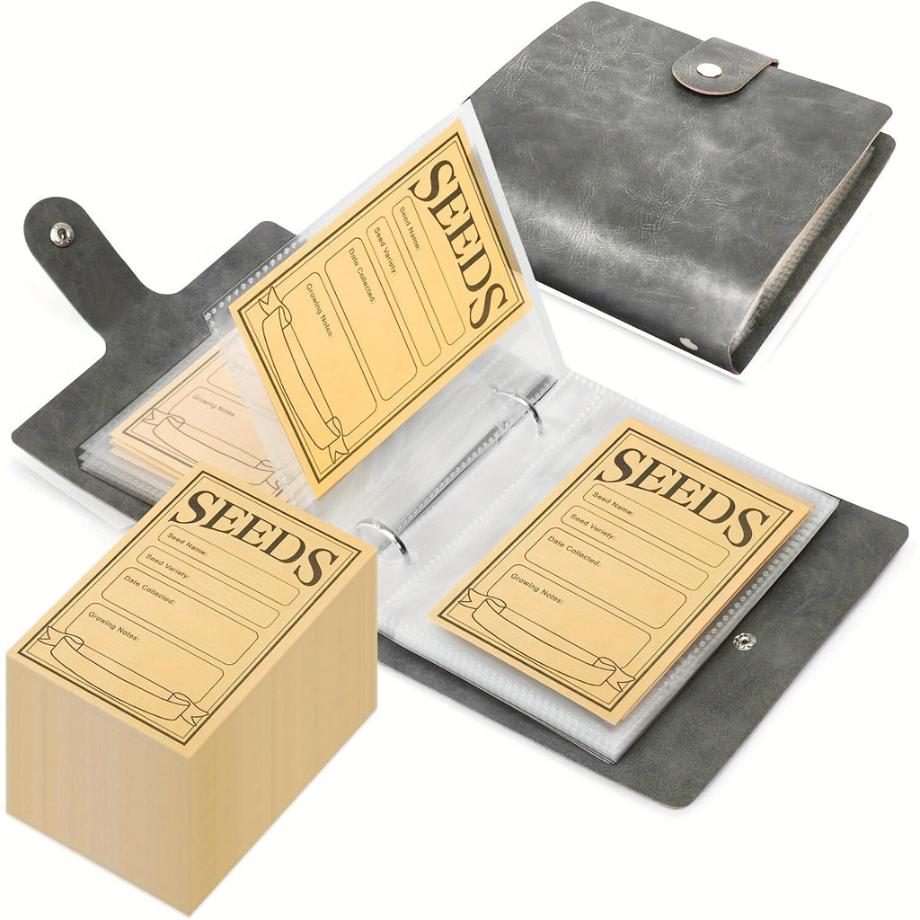 2 Sets Seed Storage Organizer with Kraft Paper Envelopes – Garden Seed Packet Binder and Storage Bags