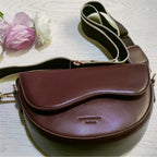 Vintage Crossbody Shoulder Bag for Women - PU Leather Saddle Phone Messenger Bag Coffee Brown