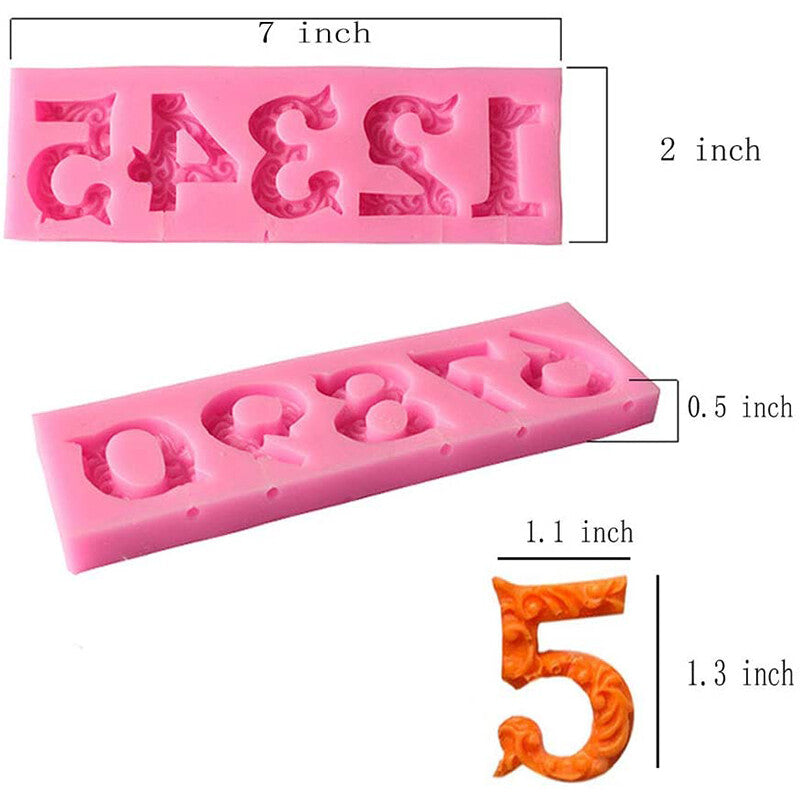 4PCS Number Silicone Fondant Mold Set – Cake Decorating Chocolate Sugarcraft Mould (0–9)