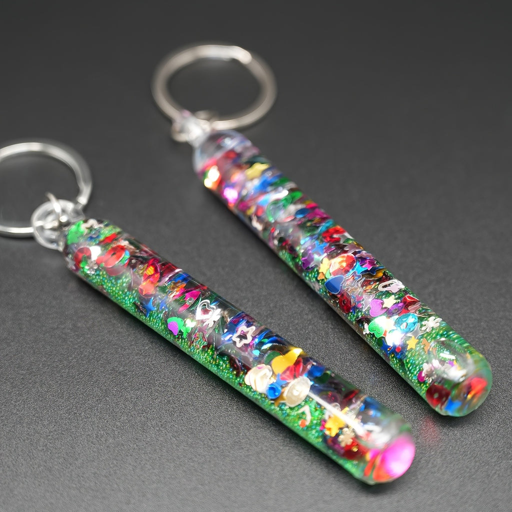 2-20PCS Glitter Liquid Wand Keyrings Colourful Floating Sequin Keychain Bag Charm