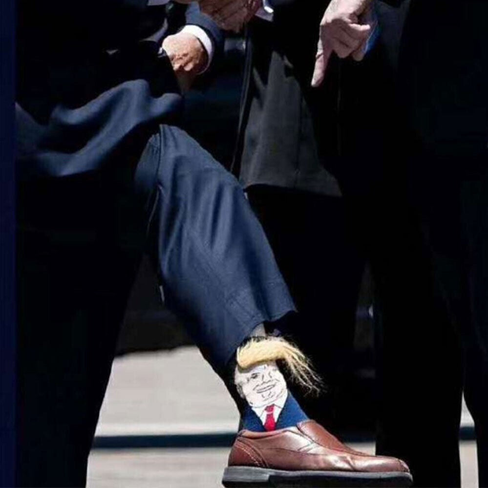 Trump 3D Hair Novelty Crew Socks – Funny Donald Trump Socks with Comb (1 or 2 Pair)