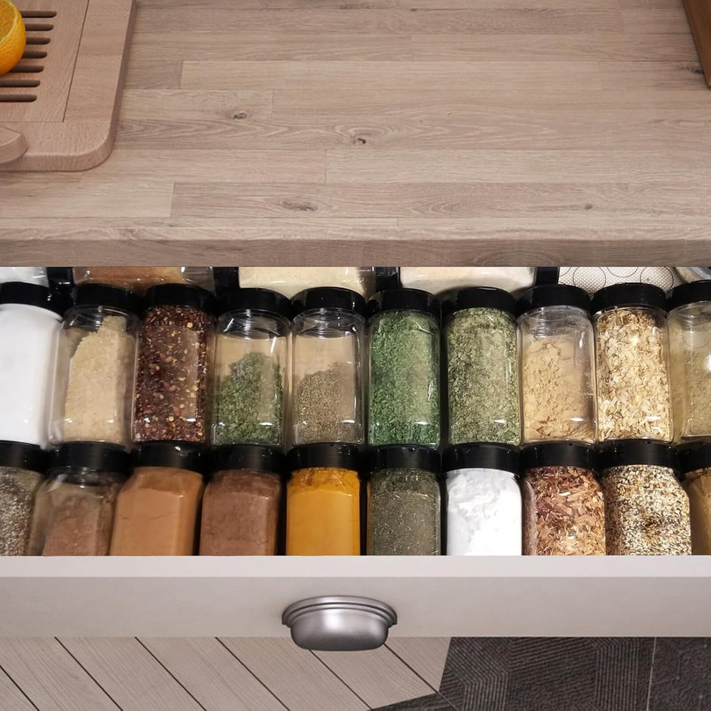 6/12/24/36pcs 100ml Clear Square Spice Jars with Lids | Plastic Herb Seasoning Storage Bottles