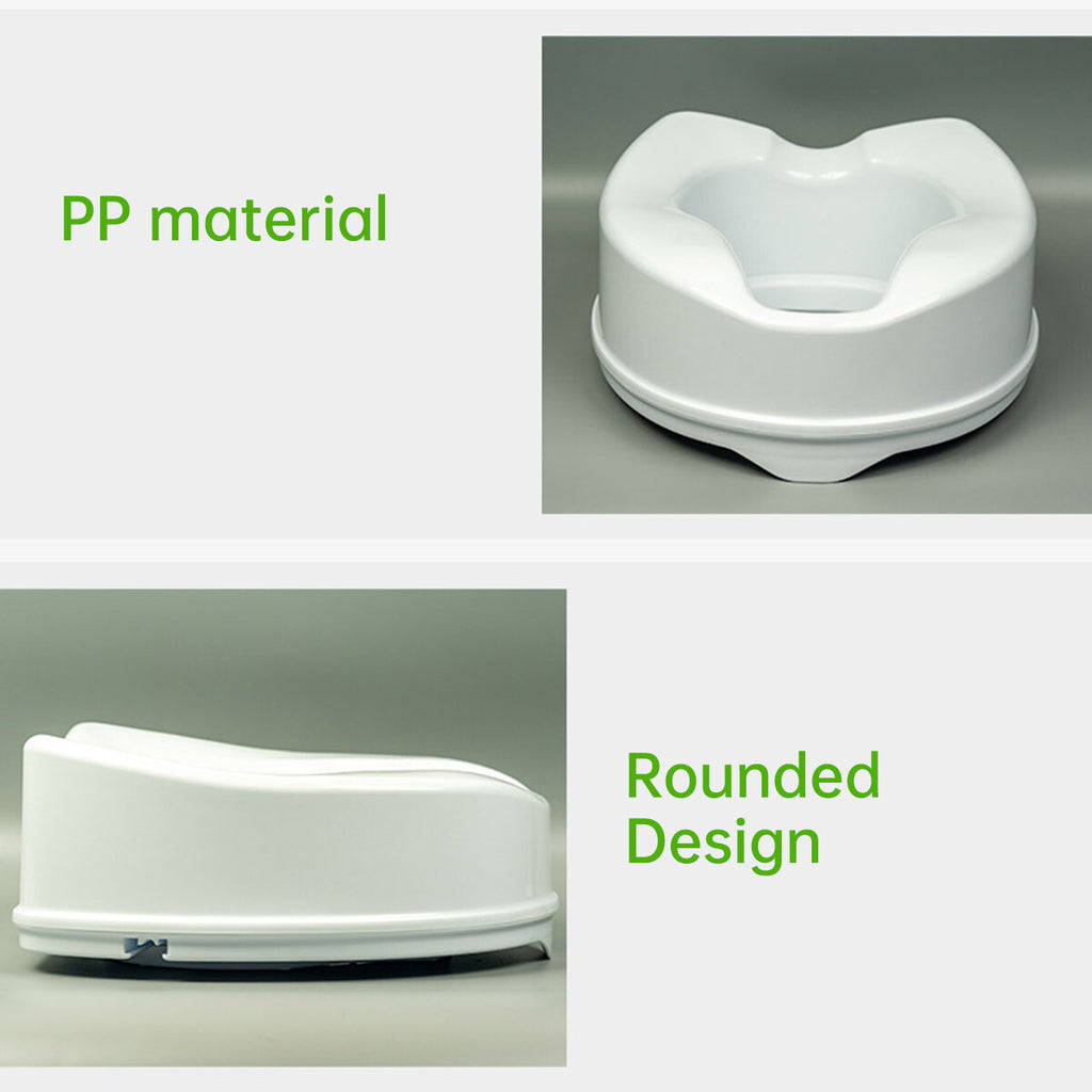 Elongated Raised Toilet Seat with Lid | Non-Slip Booster Seat for Elderly, Pregnant & Post-Surgery Recovery
