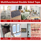 2 Rolls Heavy Duty Double Sided Fabric Tape 2 Inch × 16.4FT Clear Mounting Tape