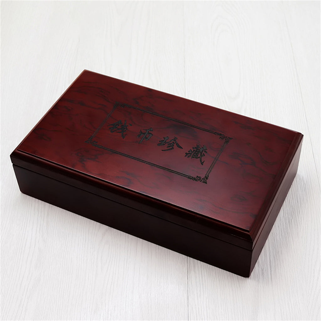 Closed wooden coin box