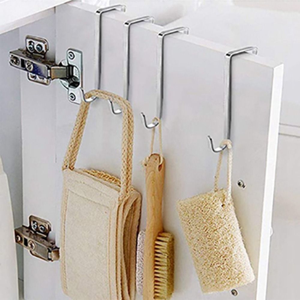 10pcs 5mm Stainless Steel Over The Door Hook Adjustable Door Hanger Rack Cloth