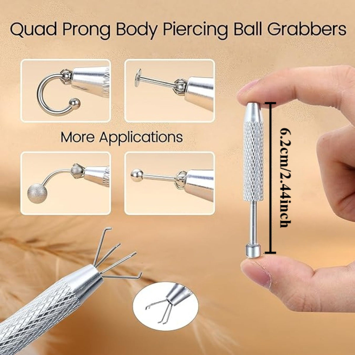 UP 4x Aluminum Alloy Piercing Grabber Tool Ball Bead Holder Claw Jewellery Tools