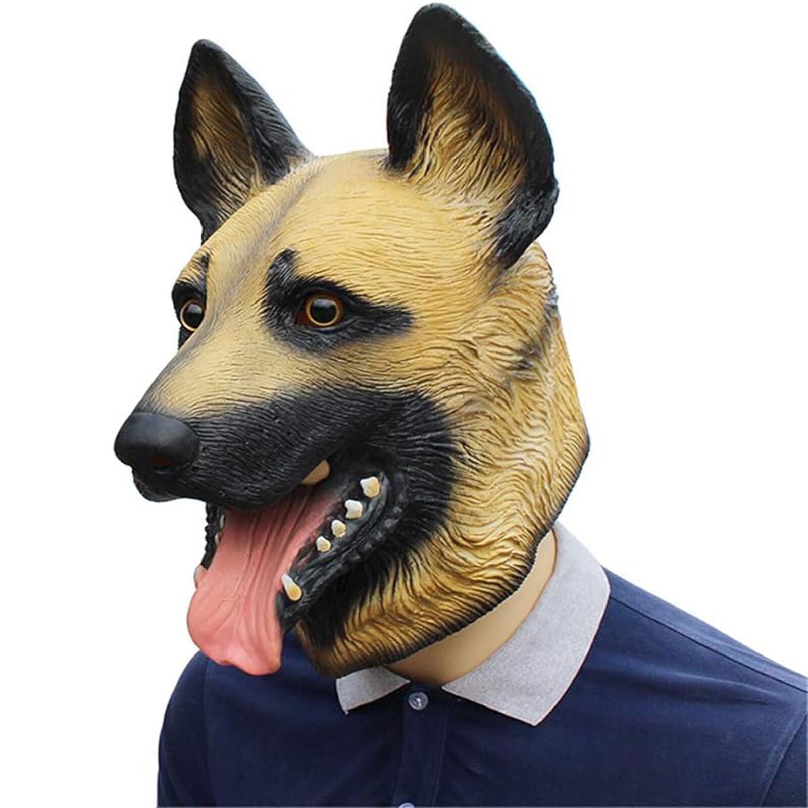 Dog Latex Head Mask for Halloween Costume – Creepy Animal Full Head Mask for Parties and Theater