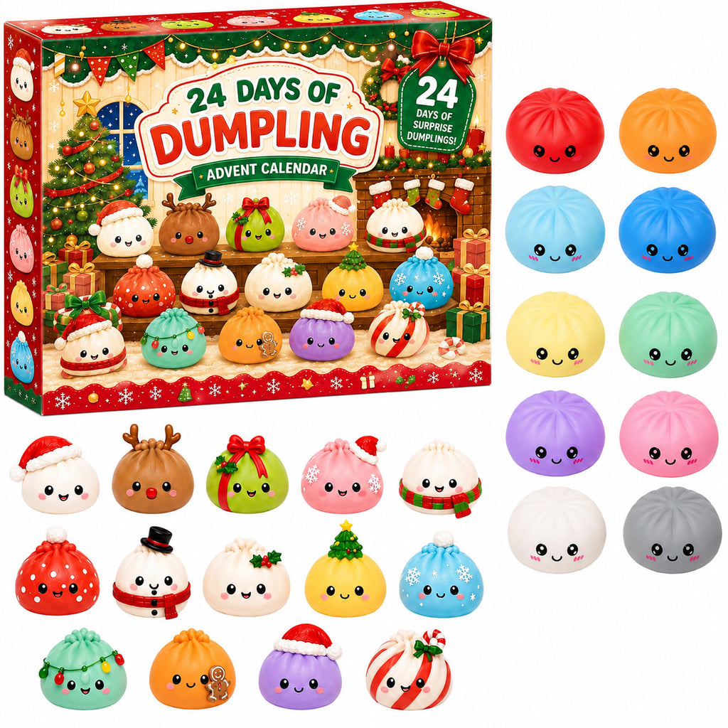 24 Days of Dumpling squishy advent calendar with Christmas-themed squishies