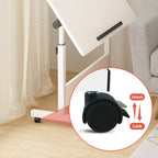 Adjustable Foldable Table with Wheels Mobile Laptop Desk Bedside Rolling Table Space Saving