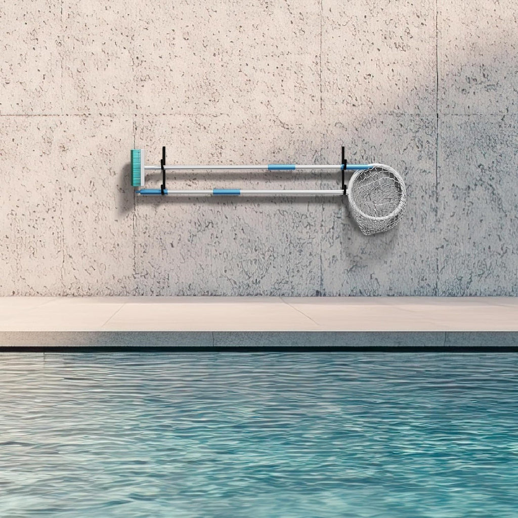 2/4pcs Pool Pole Hanger Hooks | Aluminum Wall Mount Holder for Pool Tools & Accessories