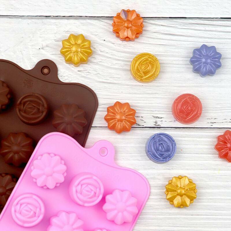 2PCS 15-Cavity Rose Silicone Mold – Flower Chocolate Cake Ice Soap Baking Mould