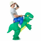 Inflatable Dinosaur Rider Costume Adult | Funny Green T-Rex Party Fancy Dress Suit