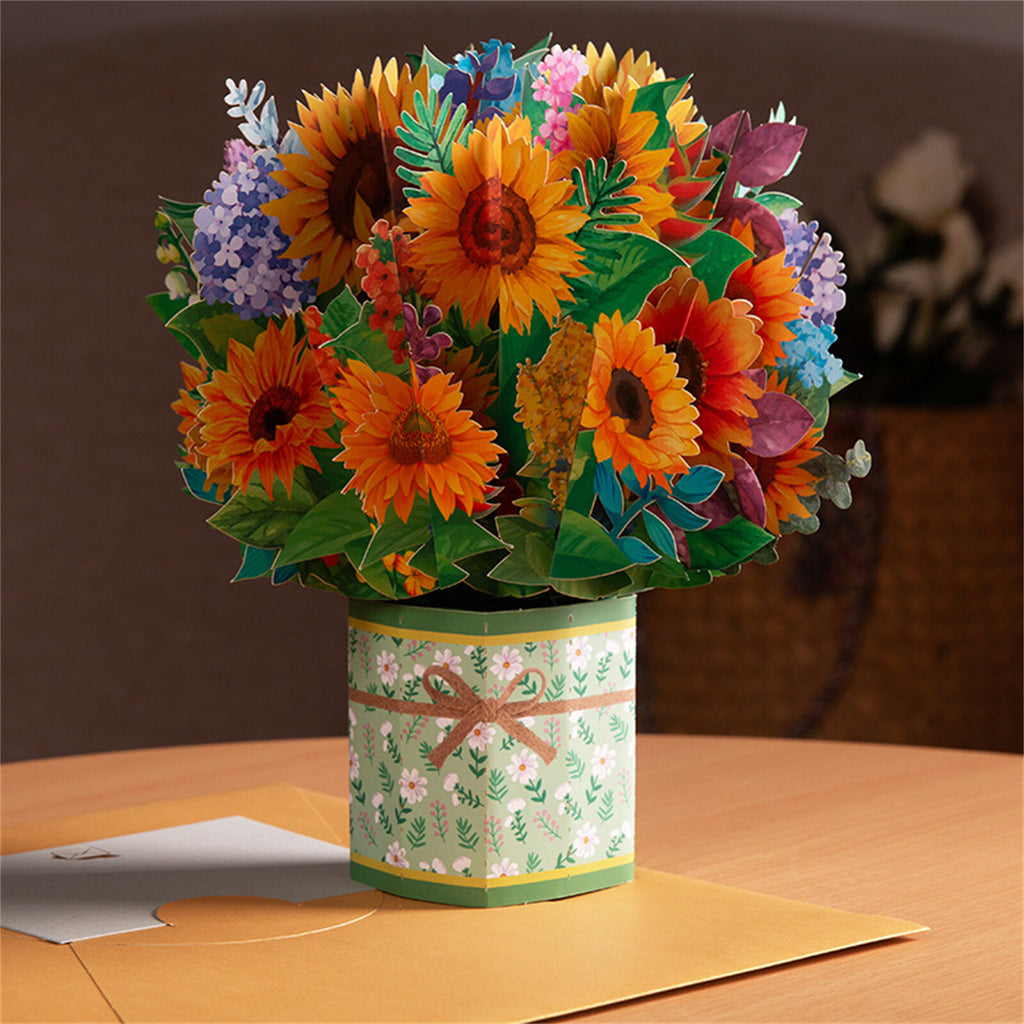 1/2PCS 3D Gift Card Flower Greeting Card Style Birthday Postcard Gift Handmade