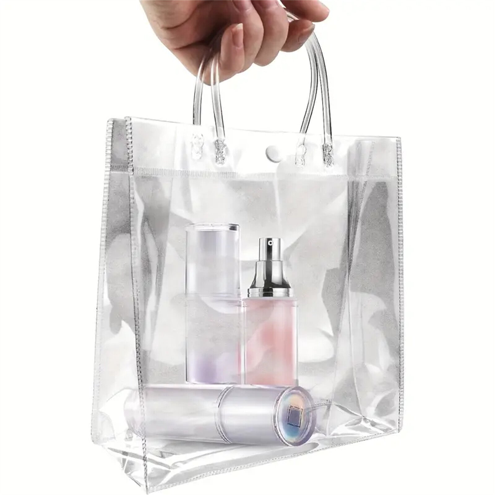 40pcs Clear PVC Gift Bags with Handles | Transparent Plastic Party Favor Bags (2 Sizes)