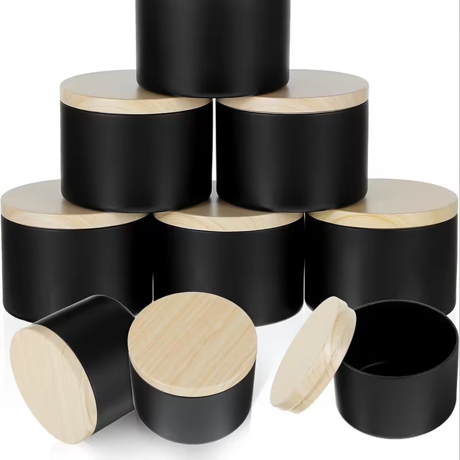 24PCS Black Candle Tins with Lids – Empty Tinplate Candle Containers for DIY Candle Making (4oz / 8oz)