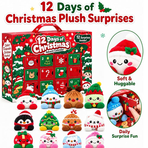 12 days of Christmas plush surprises advent calendar box with 12 mini plush toys