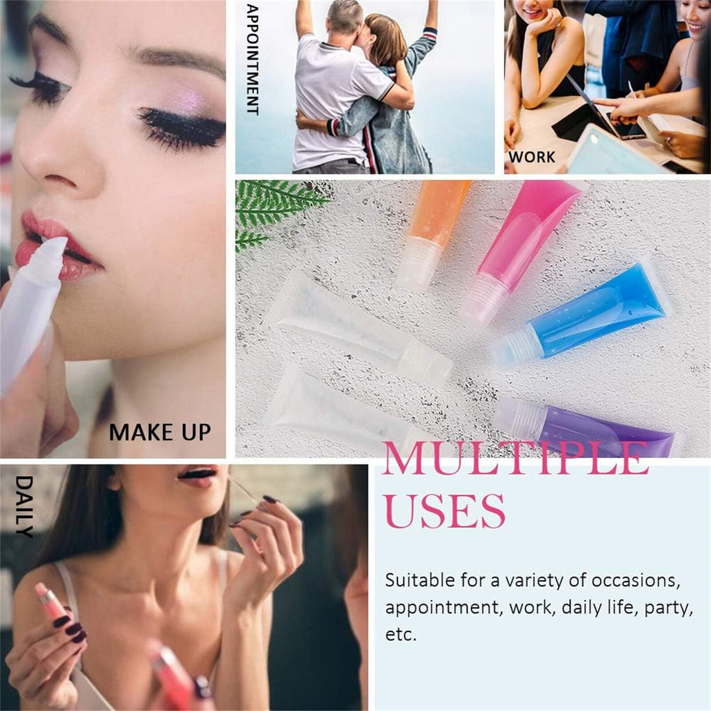 50PCS Clear Lip Gloss Squeeze Bottles 8ml - Empty Lip Balm Tube Containers with 6 Funnels
