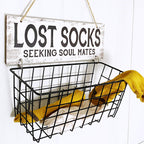 Lost Socks Laundry Basket Sign – Wall Mounted Laundry Room Sock Organizer