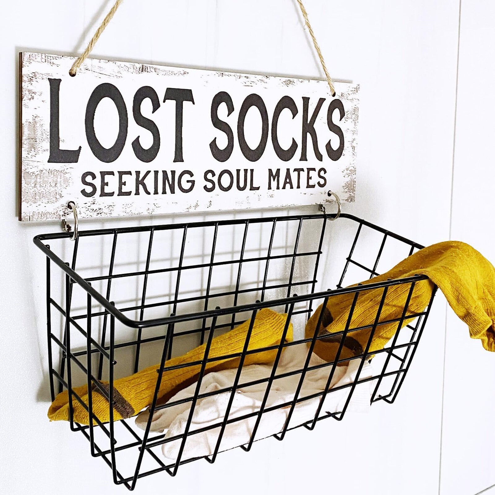 Lost Socks Laundry Basket Sign – Wall Mounted Laundry Room Sock Organizer