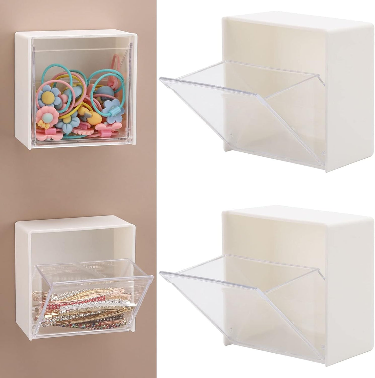 2-4PCS Wall Mounted Storage Box Cotton Swab Bathroom Organiser Holder White