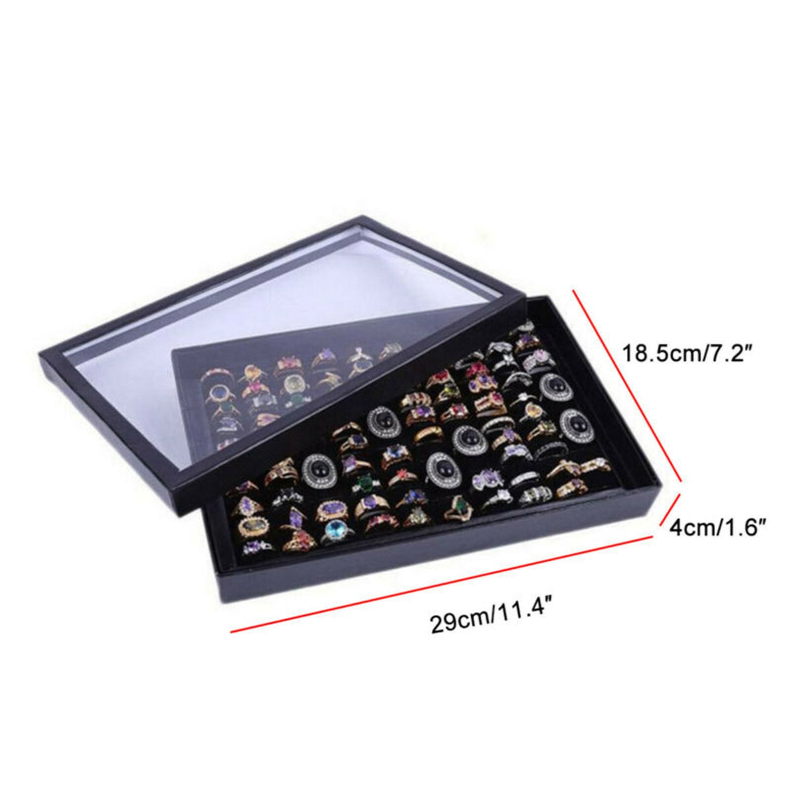 2pcs 100 Slot Jewelry Organizer Box | Velvet Ring & Earring Display Storage Case
