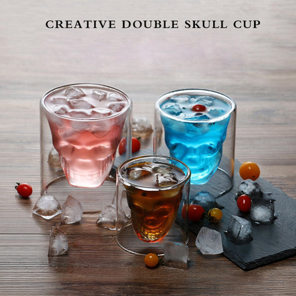8PCS Crystal Skull Shot Glass Set 75ml – Clear Glass Vodka Whiskey Liquor Cups