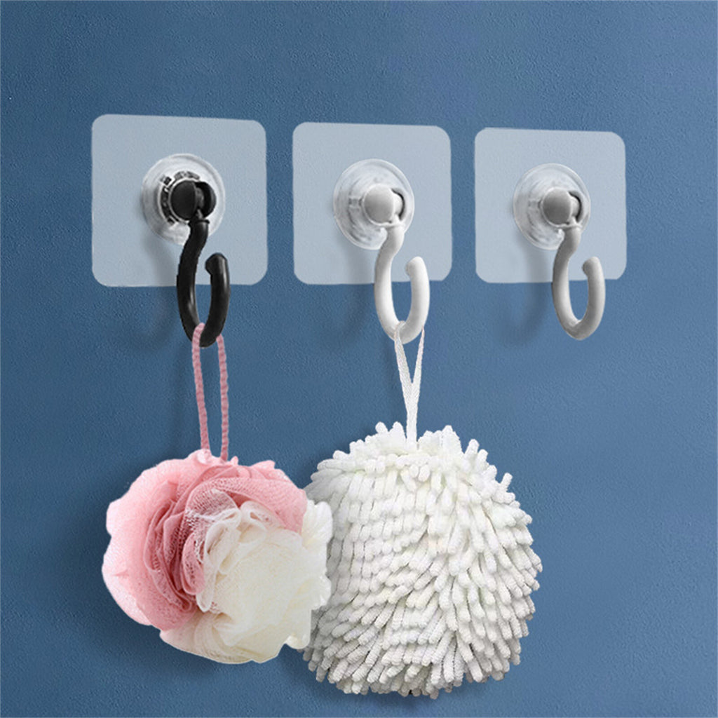 5PCS Rotatable Self Adhesive Wall Hooks Ceiling Door Hanger Heavy Duty Black
