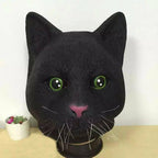 Black Cat Head Mask Latex | Halloween Costume Creepy Animal Party Theater Prop